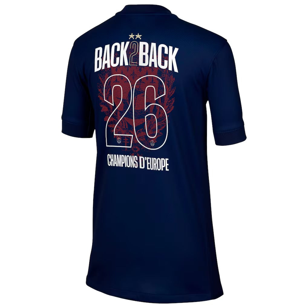 Maillot Domicile Stadium PSG Nike 25/26 -Adulte/enfant - Flocage Champions of Europe - 26